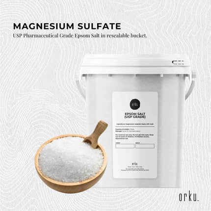 Orku 1.3Kg Epsom Salt Tub - USP Grade Magnesium Sulfate Body Bath Salts.