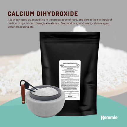 Kemmie 100g Calcium Hydroxide Powder - Food Grade Pickling Lime Slaked Lime FCC.