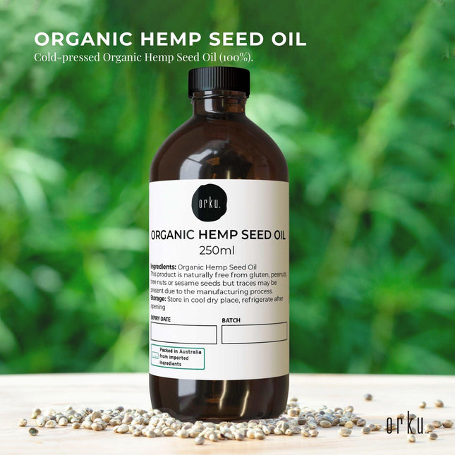 Orku 250ml Organic Hemp Seed Oil - Cold Pressed Food Grade Oils.