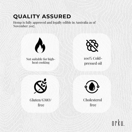 Orku 250ml Organic Hemp Seed Oil - Cold Pressed Food Grade Oils.