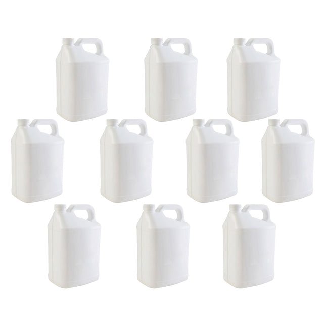 10x 5L White HDPE Plastic Bottles + Tamper Tel Caps - Dangerous Goods Jerry Can.