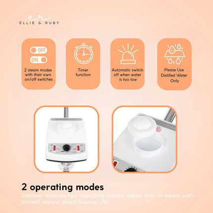 Ellie & Ruby Facial Steamer Professional Ozone Face Sauna Deep Skin Cleansing.
