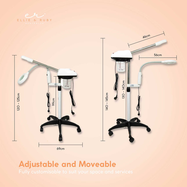 Ellie & Ruby Facial Steamer Magnifying Lamp - 2in1 Professional Beauty Machine.