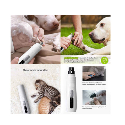 Pet Nail Grinder Dog Cat Electric Trimmer Turbo USB Rechargeable Claw Filer N9.