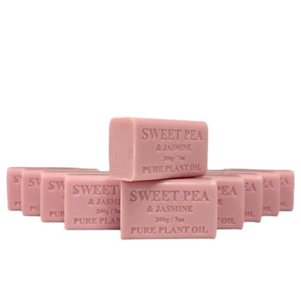 65x 200g Plant Oil Soap Sweet Pea Jasmine Scent Pure Natural Vegetable Base Bar.