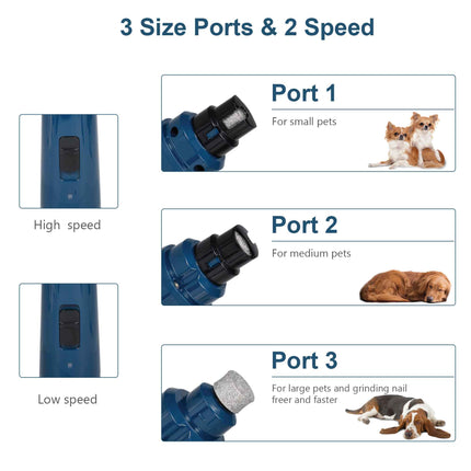 LED Light Pet Nail Grinder Dog Cat Electric Trimmer 2 Speed Rechargeable Filer.