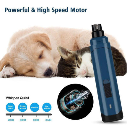 LED Light Pet Nail Grinder Dog Cat Electric Trimmer 2 Speed Rechargeable Filer.