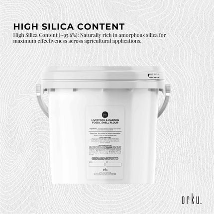 Orku 3Kg Fossil Shell Flour Tub - Livestock Garden Diatomaceous Earth.
