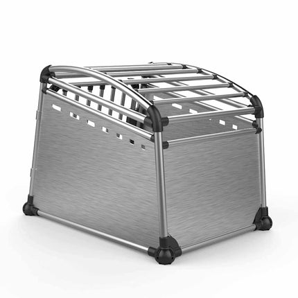Aluminium Dog Travel Crate 56x65x77cm - Medium Pet Car Transport Cage Kennel Box.