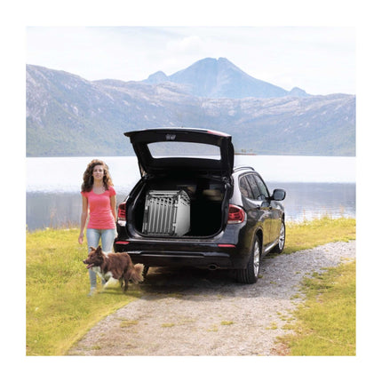 Aluminium Dog Travel Crate 56x65x77cm - Medium Pet Car Transport Cage Kennel Box.