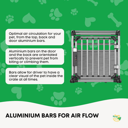 Aluminium Dog Travel Crate 63x68x88cm - Large Pet Car Transport Cage Kennel Box.