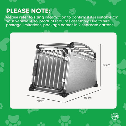 Aluminium Dog Travel Crate 63x68x88cm - Large Pet Car Transport Cage Kennel Box.