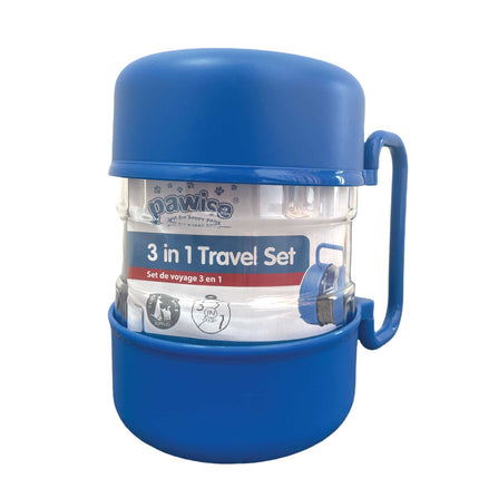 3 In 1 Pet Travel Food Water Bowl Set Dog Cat Portable Feeding Carry Container.