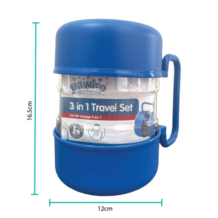 3 In 1 Pet Travel Food Water Bowl Set Dog Cat Portable Feeding Carry Container.