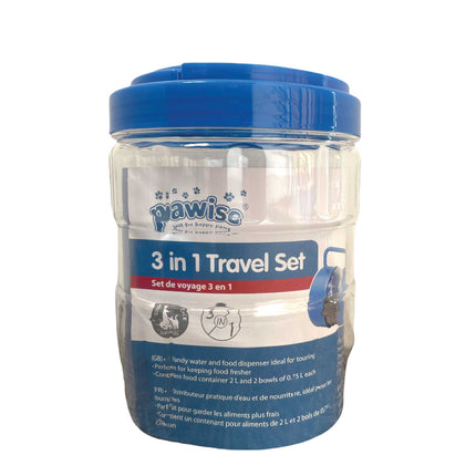 3 In 1 Pet Travel Food Water Bowl Set Dog Cat Portable Feeding Carry Container.
