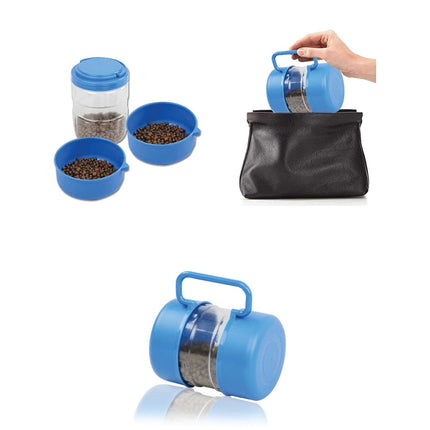 3 In 1 Pet Travel Food Water Bowl Set Dog Cat Portable Feeding Carry Container.
