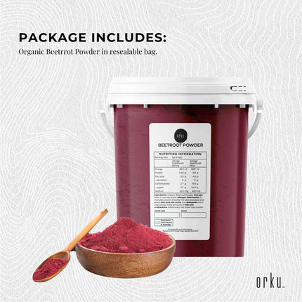 Orku 800g Organic Beetroot Powder - 100% Pure Beet Root Powder - Beta vulgaris.