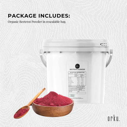 Orku 3Kg Organic Beetroot Powder - 100% Pure Beet Root Powder - Beta vulgaris.