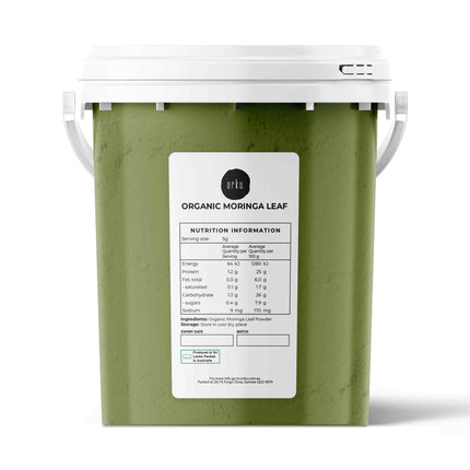 Orku 400g Organic Moringa Leaf Powder Tub - Food Grade Oleifera Drumstick Leaf.