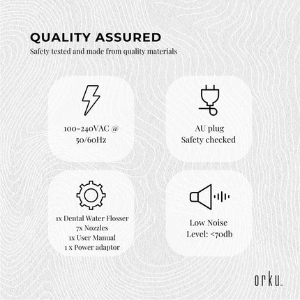 Orku 1000ml Water Flosser Electric Oral Irrigator - Adjustable Pressure White.