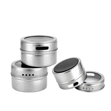 150g Magnetic Spice Jar Stainless Steel Tin - Herb Seasoning Storage Container.