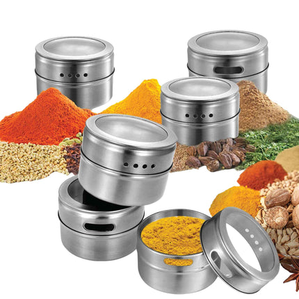 150g Magnetic Spice Jar Stainless Steel Tin - Herb Seasoning Storage Container.