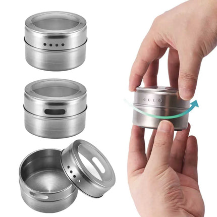 150g Magnetic Spice Jar Stainless Steel Tin - Herb Seasoning Storage Container.