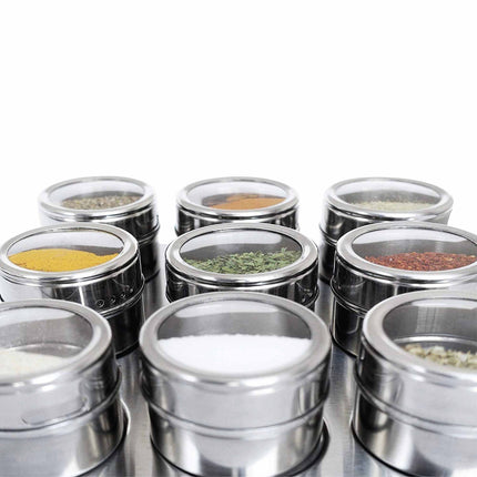 150g Magnetic Spice Jar Stainless Steel Tin - Herb Seasoning Storage Container.