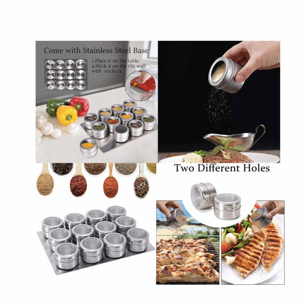 150g Magnetic Spice Jar Stainless Steel Tin - Herb Seasoning Storage Container.