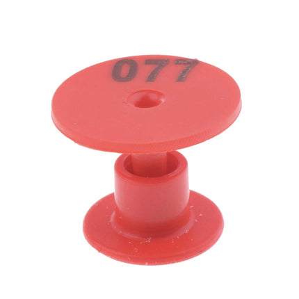1-100 Cattle Number Ear Tag 6x7cm Set - Medium Red Sheep Livestock Label.