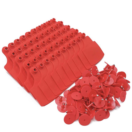 100x Cattle Ear Tags Set - 7.5x10cm XL Red Blank Pig Cow Sheep Livestock Label.