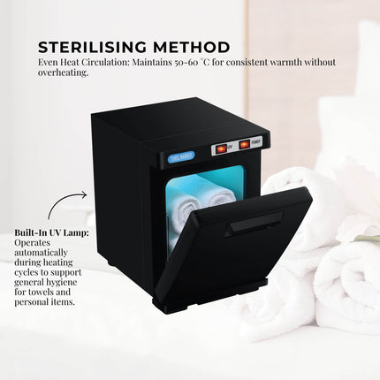 Orku 5L Black Electric Hand Towel Warmer Mini UV Steriliser Cabinet Salon Heater.