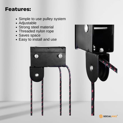Social Hike Kayak Hoist - 34kg Garage Ceiling Pulley Lift for Kayak Bike Storage.