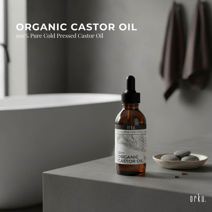 Orku 25ml Organic Castor Oil + Dropper - Hexane Free Cold Pressed.