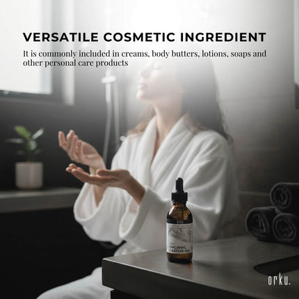 Orku 25ml Organic Castor Oil + Dropper - Hexane Free Cold Pressed.