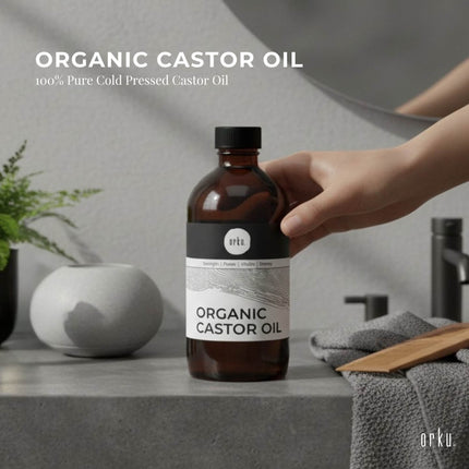 Orku 250ml Organic Castor Oil - Hexane Free Cold Pressed.