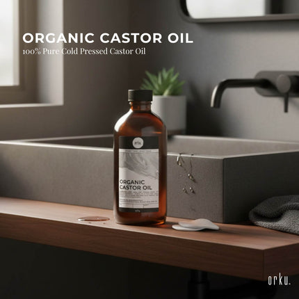 Orku 1L Organic Castor Oil - Hexane Free Cold Pressed.