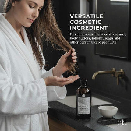 Orku 1L Organic Castor Oil - Hexane Free Cold Pressed.