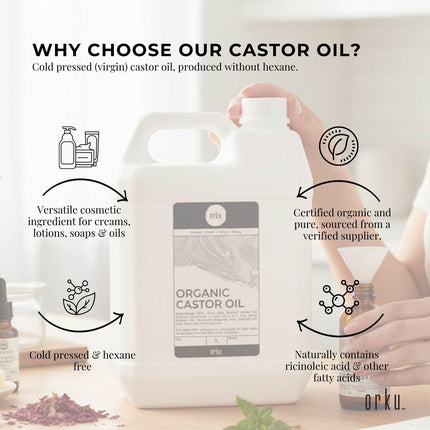 Orku 5L Organic Castor Oil - Hexane Free Cold Pressed.