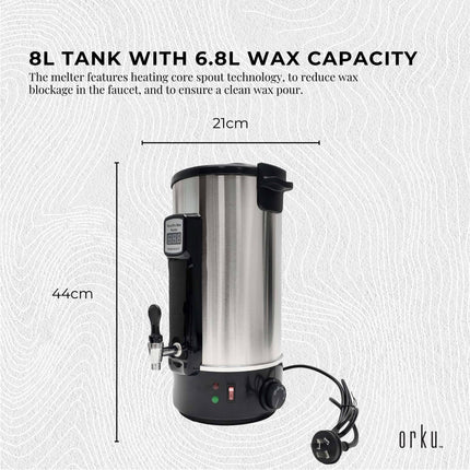 8L Orku Candle Wax Heater With Core Heating Tap - Electric Warmer Melter Pot.