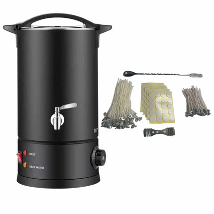 Orku 10L Candle Wax Melter with Tap and Accessories - 220-240V Electric Black.