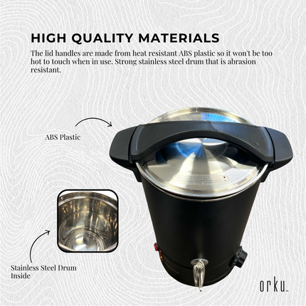 Orku 10L Candle Wax Melter with Tap and Accessories - 220-240V Electric Black.