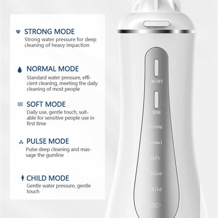 Portable Oral Irrigator 350ml - Rechargeable Water Dental Flosser Teeth Cleaner.