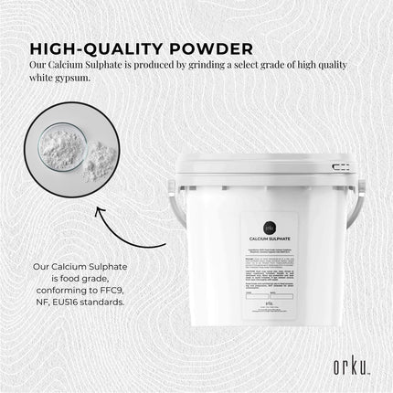 5Kg Calcium Sulphate Gypsum Powder Bucket-  Food Grade Hydrous Sulfate.
