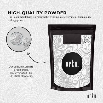 1Kg Calcium Sulphate Gypsum Powder -  Food Grade Hydrous Sulfate.