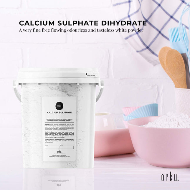 1Kg Calcium Sulphate Gypsum Powder Bucket-  Food Grade Hydrous Sulfate.