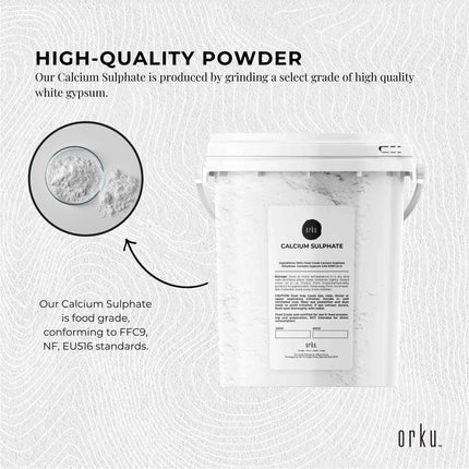 1Kg Calcium Sulphate Gypsum Powder Bucket-  Food Grade Hydrous Sulfate.