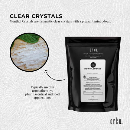 Orku 10g Menthol Crystals - USP Grade L-Menthol Mint Flakes C10H200.