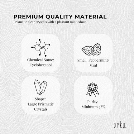 Orku 10g Menthol Crystals - USP Grade L-Menthol Mint Flakes C10H200.