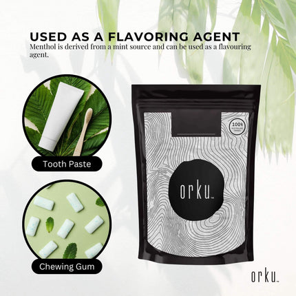 Orku 100g Menthol Crystals - USP Grade L-Menthol Mint Flakes C10H200.